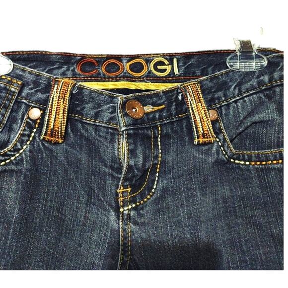 Coogi Vintage Embroidered Distressed Straight Leg Jeans Low Rise Blue Womens 3/4 - Picture 4 of 8